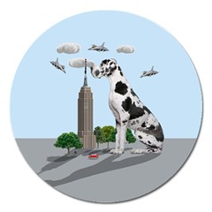 Great Dane Magnet 5  (round) by Valentinaart