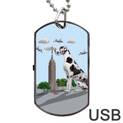 Great Dane Dog Tag Usb Flash (two Sides) by Valentinaart