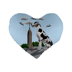 Great Dane Standard 16  Premium Heart Shape Cushions by Valentinaart