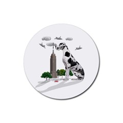 Great Dane Rubber Coaster (round)  by Valentinaart