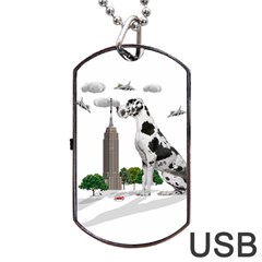 Great Dane Dog Tag Usb Flash (one Side) by Valentinaart