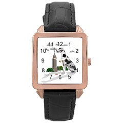 Great Dane Rose Gold Leather Watch  by Valentinaart