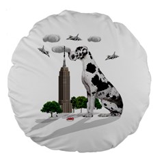 Great Dane Large 18  Premium Flano Round Cushions by Valentinaart