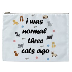 I Was Normal Three Cats Ago Cosmetic Bag (xxl)  by Valentinaart