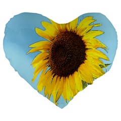 Sunflower Large 19  Premium Flano Heart Shape Cushions by Valentinaart