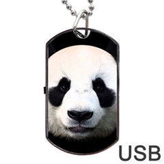 Panda Face Dog Tag Usb Flash (two Sides) by Valentinaart