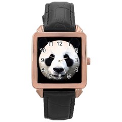 Panda Face Rose Gold Leather Watch  by Valentinaart