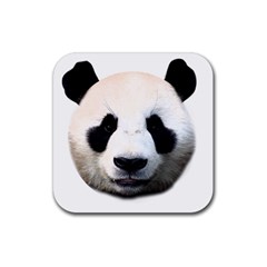 Panda Face Rubber Coaster (square)  by Valentinaart