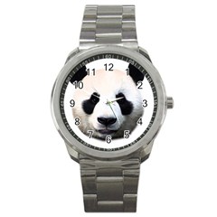 Panda Face Sport Metal Watch by Valentinaart