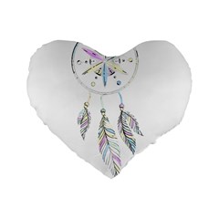 Dreamcatcher  Standard 16  Premium Flano Heart Shape Cushions