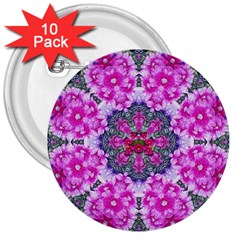 Fantasy Cherry Flower Mandala Pop Art 3  Buttons (10 Pack) 