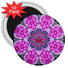 Fantasy Cherry Flower Mandala Pop Art 3  Magnets (10 Pack)  by pepitasart