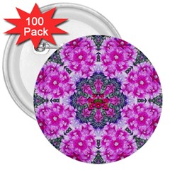 Fantasy Cherry Flower Mandala Pop Art 3  Buttons (100 Pack)  by pepitasart