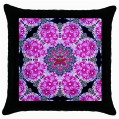 Fantasy Cherry Flower Mandala Pop Art Throw Pillow Case (black) by pepitasart