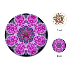 Fantasy Cherry Flower Mandala Pop Art Playing Cards (round)  by pepitasart