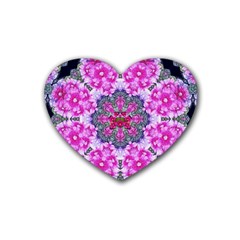 Fantasy Cherry Flower Mandala Pop Art Heart Coaster (4 Pack)  by pepitasart