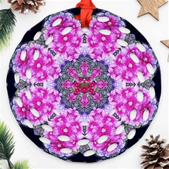 Fantasy Cherry Flower Mandala Pop Art Ornament (round Filigree) by pepitasart