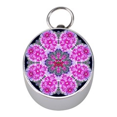 Fantasy Cherry Flower Mandala Pop Art Mini Silver Compasses by pepitasart