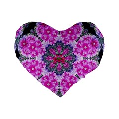 Fantasy Cherry Flower Mandala Pop Art Standard 16  Premium Flano Heart Shape Cushions by pepitasart