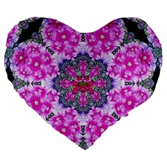 Fantasy Cherry Flower Mandala Pop Art Large 19  Premium Flano Heart Shape Cushions by pepitasart