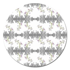 Floral Collage Pattern Magnet 5  (round) by dflcprints