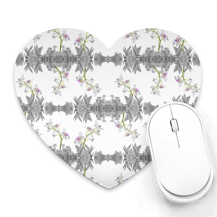 Floral Collage Pattern Heart Mousepads