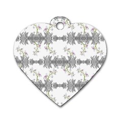 Floral Collage Pattern Dog Tag Heart (two Sides) by dflcprints