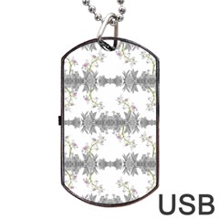 Floral Collage Pattern Dog Tag Usb Flash (one Side) by dflcprints