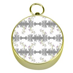 Floral Collage Pattern Gold Compasses by dflcprints