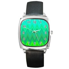 Zig Zag Chevron Classic Pattern Square Metal Watch by Nexatart