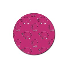 Rhino Pattern Wallpaper Vector Rubber Coaster (round)  by Nexatart