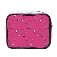 Rhino Pattern Wallpaper Vector Mini Toiletries Bags by Nexatart