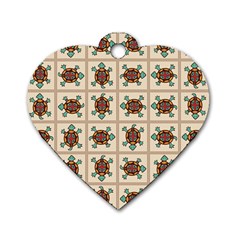 Native American Pattern Dog Tag Heart (two Sides) by linceazul