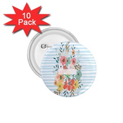 Watercolor Bouquet Floral White 1 75  Buttons (10 Pack) by Nexatart