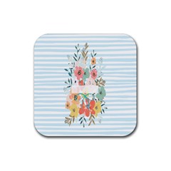 Watercolor Bouquet Floral White Rubber Coaster (square)  by Nexatart