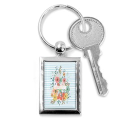 Watercolor Bouquet Floral White Key Chains (rectangle)  by Nexatart