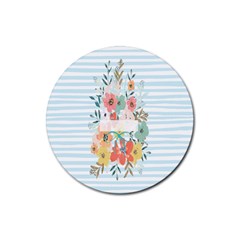 Watercolor Bouquet Floral White Rubber Coaster (round)  by Nexatart