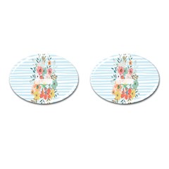 Watercolor Bouquet Floral White Cufflinks (oval) by Nexatart