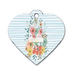 Watercolor Bouquet Floral White Dog Tag Heart (Two Sides) Front