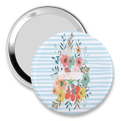 Watercolor Bouquet Floral White 3  Handbag Mirrors by Nexatart