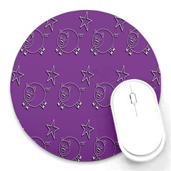 Pig Star Pattern Wallpaper Vector Round Mousepads by Nexatart