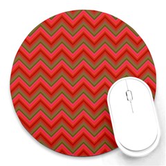 Background Retro Red Zigzag Round Mousepads by Nexatart