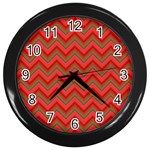 Background Retro Red Zigzag Wall Clocks (Black) Front