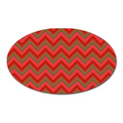 Background Retro Red Zigzag Oval Magnet by Nexatart