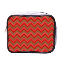 Background Retro Red Zigzag Mini Toiletries Bags by Nexatart