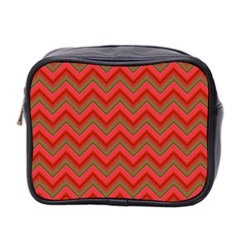 Background Retro Red Zigzag Mini Toiletries Bag 2-side by Nexatart