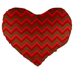 Background Retro Red Zigzag Large 19  Premium Heart Shape Cushions by Nexatart