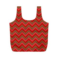 Background Retro Red Zigzag Full Print Recycle Bags (m)  by Nexatart