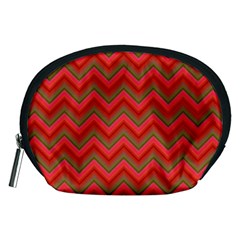 Background Retro Red Zigzag Accessory Pouches (medium)  by Nexatart