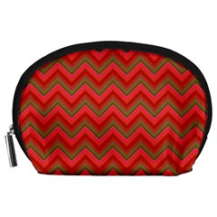 Background Retro Red Zigzag Accessory Pouches (large)  by Nexatart